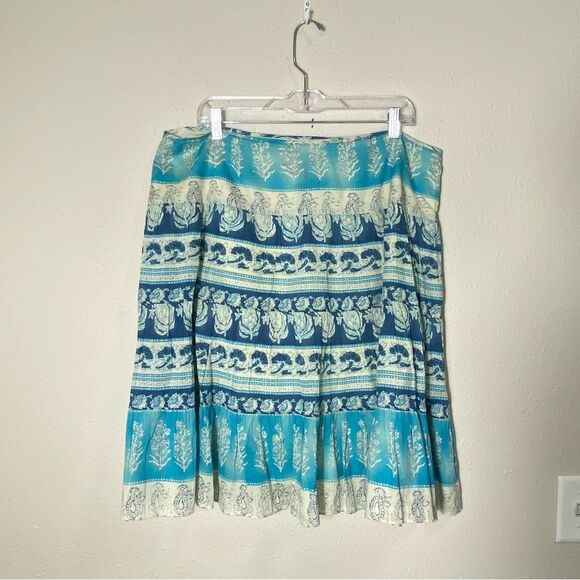 Vintage Chaps Boho Coastal Cowgrl Blue Cotton Skirt Women's Size 16 - Picture 9 of 11